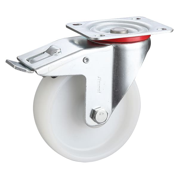 Roues industrielles en polypropylène blanc Total Brake