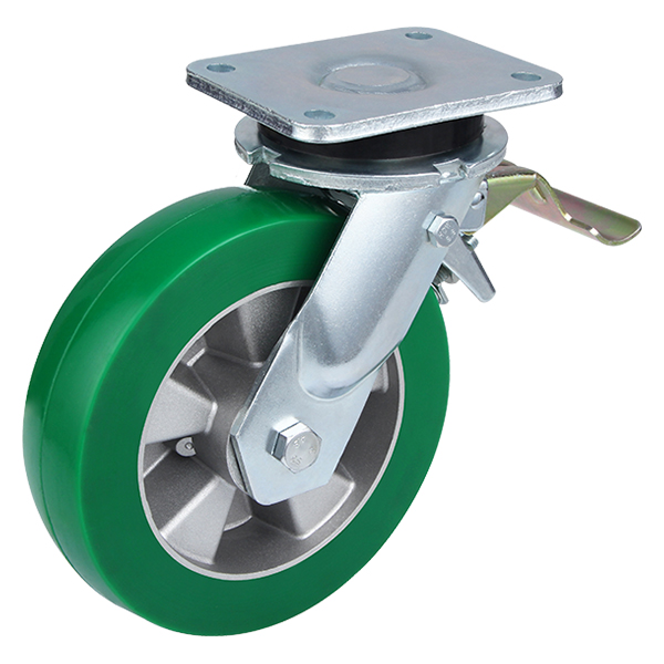 Roues de roulette élastiques très résistantes de frein de queue de polyuréthane Taishan Company