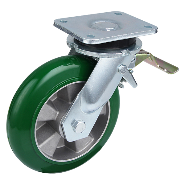 Roues de roulette de frein de queue de polyuréthane élastique ronde de charge très lourde