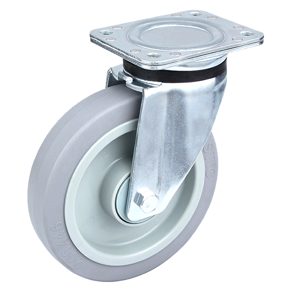 Roulettes pivotantes en caoutchouc élastique gris robustes, fabricant Taishan de 8 pouces