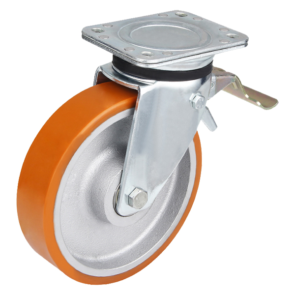 Queue résistante de polyuréthane de bâti fermant à clef les roues de roulette pour le chariot
