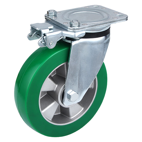 Roues pivotantes verrouillables directionnelles en polyuréthane élastique industriel lourd en provenance de Chine