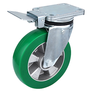 Roues centrales industrielles lourdes de roulette de frein de polyuréthane élastique